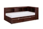 Kory Cherry Twin Reversible Wood Bookcase Corner Bed With Underbed Storage Boxes - Signature