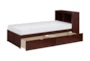 Kory Cherry Twin Wood Bookcase Bed With Underbed Storage Boxes - Detail