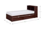 Kory Cherry Twin Wood Bookcase Bed With Underbed Storage Boxes - Detail