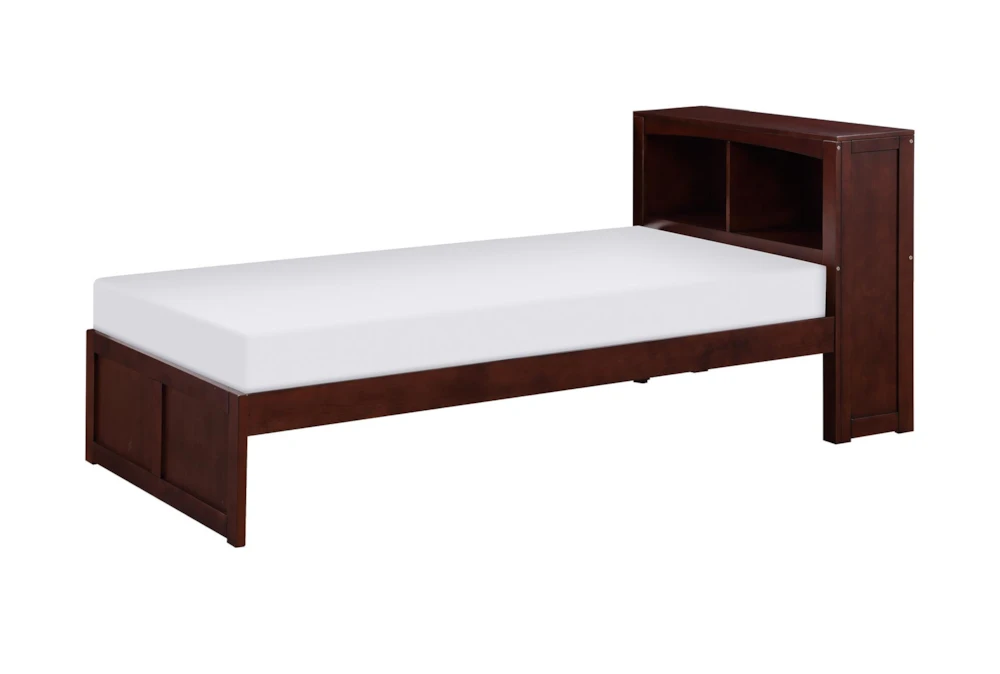 Kory Cherry Twin Wood Bookcase Bed