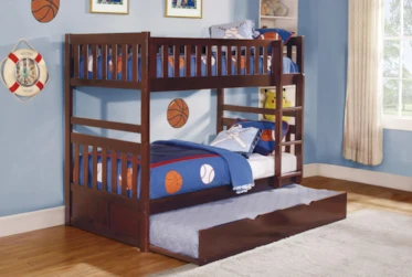 Kory Cherry Twin Over Twin Bunk Bed With Trundle