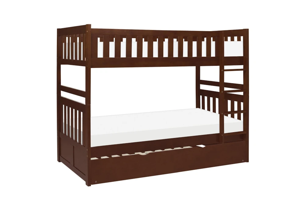Kory Cherry Twin Over Twin Wood Bunk Bed With Trundle