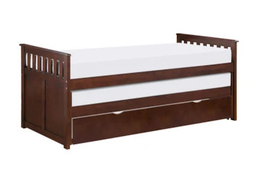 Kory Cherry Twin Over Twin Captains Bed With Trundle