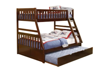 Kory Cherry Twin Over Full Bunk Bed With Trundle