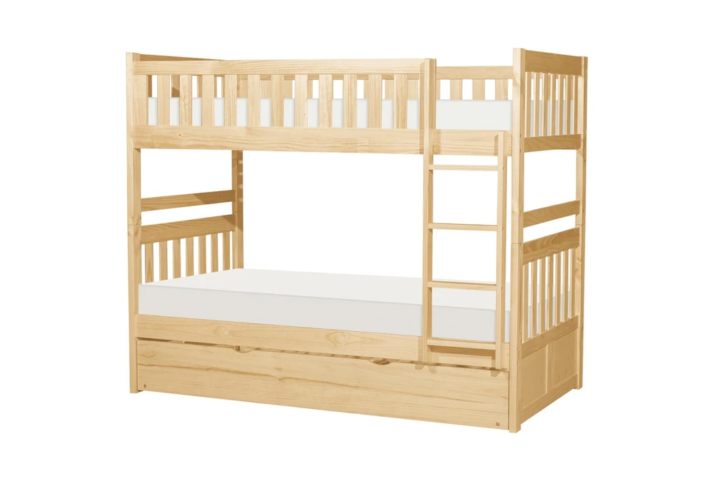 Kory Natural Twin Over Twin Wood Bunk Bed With Trundle