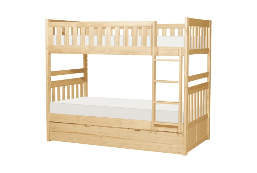 Kory Natural Twin Over Twin Wood Bunk Bed With Trundle - 360