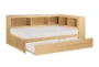 Kory Natural Twin Reversible Wood Bookcase Corner Bed With Trundle - Detail