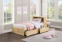 Kory Natural Twin Wood Bookcase Bed With Underbed Storage Boxes - Room