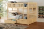 Kory Natural Full Over Full Wood Bunk Bed With Underbed Storage Boxes - Room