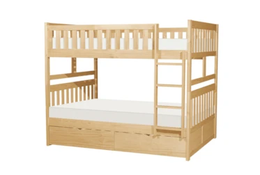 Kory Natural Full Over Full Bunk Bed With Underbed Storage Boxes