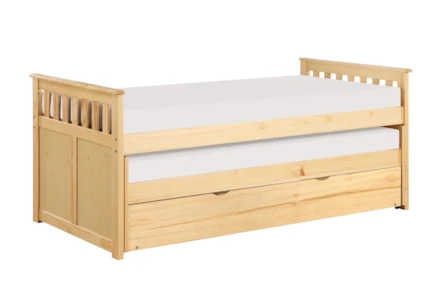 Kory Natural Twin Over Twin Captains Bed With Trundle
