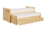 Kory Natural Twin Over Twin Wood Captains Bed With Underbed Storage Boxes - Detail