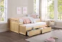 Kory Natural Twin Over Twin Wood Captains Bed With Underbed Storage Boxes - Room