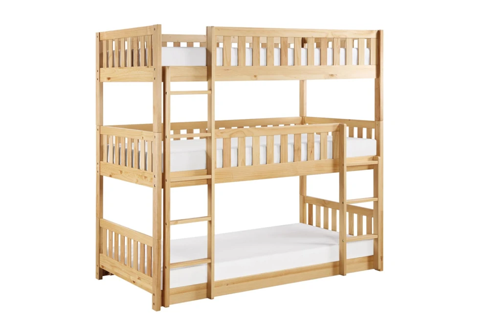 Kory Natural Twin Triple Wood Bunk Bed