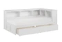 Kory White Twin Reversible Wood Bookcase Corner Bed With Underbed Storage Boxes - Detail
