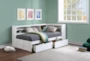Kory White Twin Reversible Wood Bookcase Corner Bed With Underbed Storage Boxes - Room
