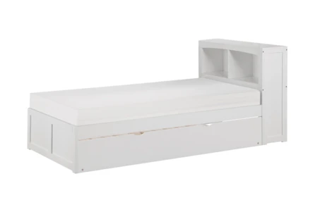 Kory White Twin Wood Bookcase Bed With Trundle - Main