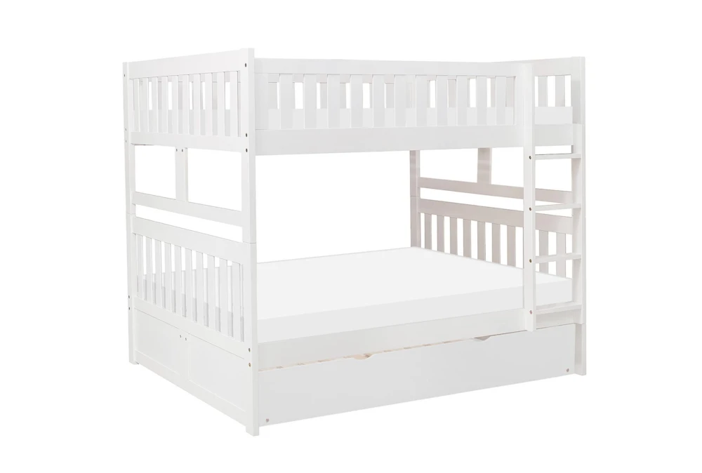 Kory White Full Over Full Wood Bunk Bed With Trundle