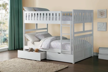 Kory White Full Over Full Bunk Bed With Underbed Storage Boxes