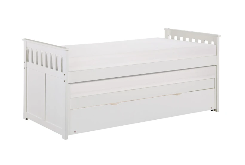 Kory White Twin Over Twin Wood Captains Bed With Trundle - 360