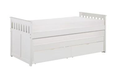 Kory White Twin Over Twin Captains Bed With Underbed Storage Boxes