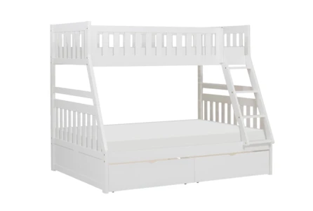 Kory White Twin Over Full Wood Bunk Bed With Underbed Storage Boxes - Main