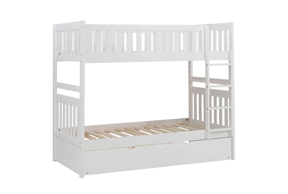 Kory White Twin Over Twin Wood Bunk Bed With Trundle