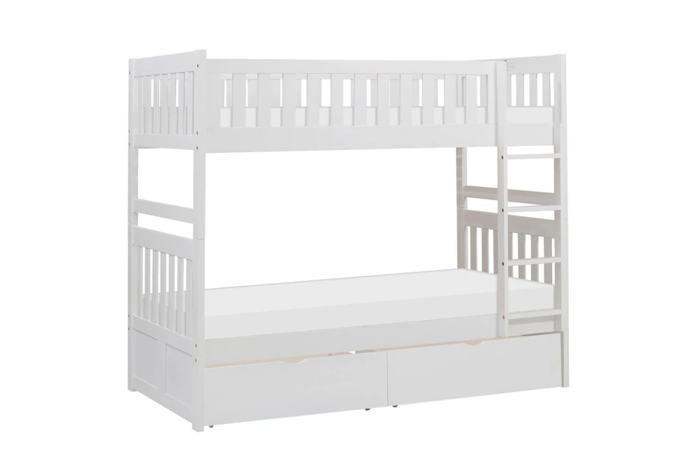 Kory White Twin Over Twin Bunk Bed With Underbed Storage Boxes
