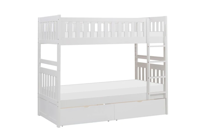 Kory White Twin Over Twin Bunk Bed With Underbed Storage Boxes - 360