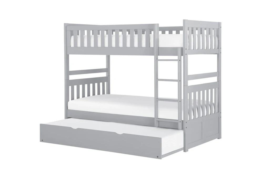 Kory Grey Twin Over Twin Wood Bunk Bed With Trundle