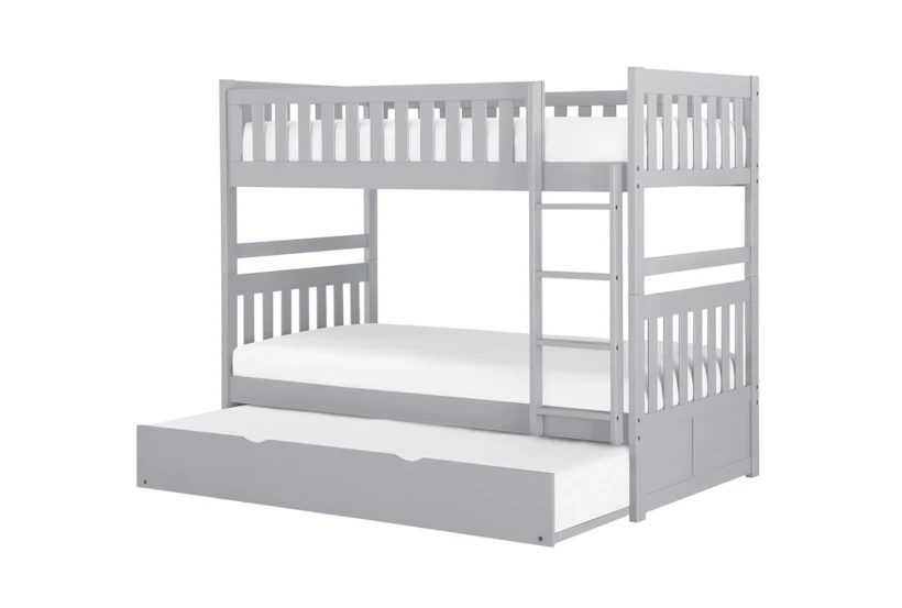 Kory Grey Twin Over Twin Wood Bunk Bed With Trundle - 360