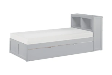 Kory Grey Twin Bookcase Bed With Trundle