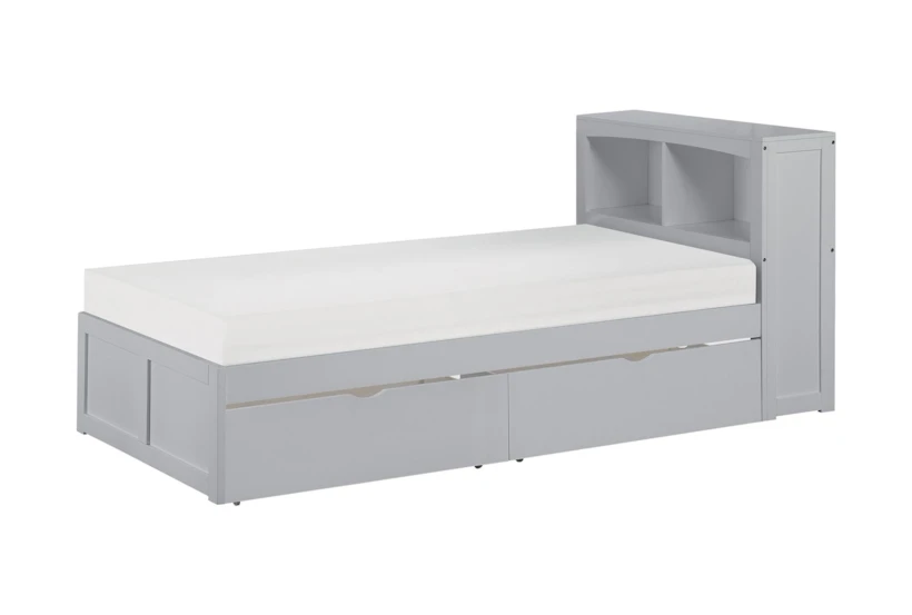 Kory Grey Twin Bookcase Bed With Underbed Storage Boxes - 360