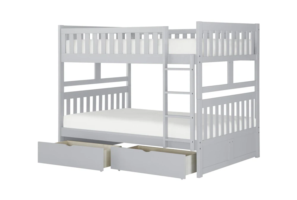Kory Grey Full Over Full Wood Bunk Bed With Underbed Storage Boxes