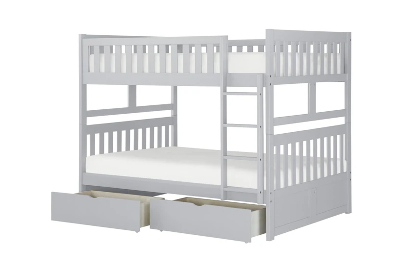 Kory Grey Full Over Full Wood Bunk Bed With Underbed Storage Boxes - 360