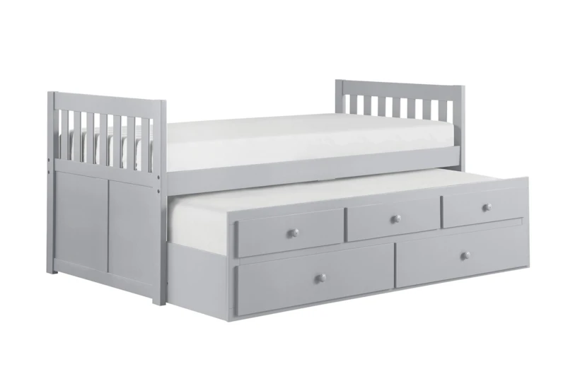 Kory Grey Twin Captains Bed With 2-Drawer Storage Trundle - 360