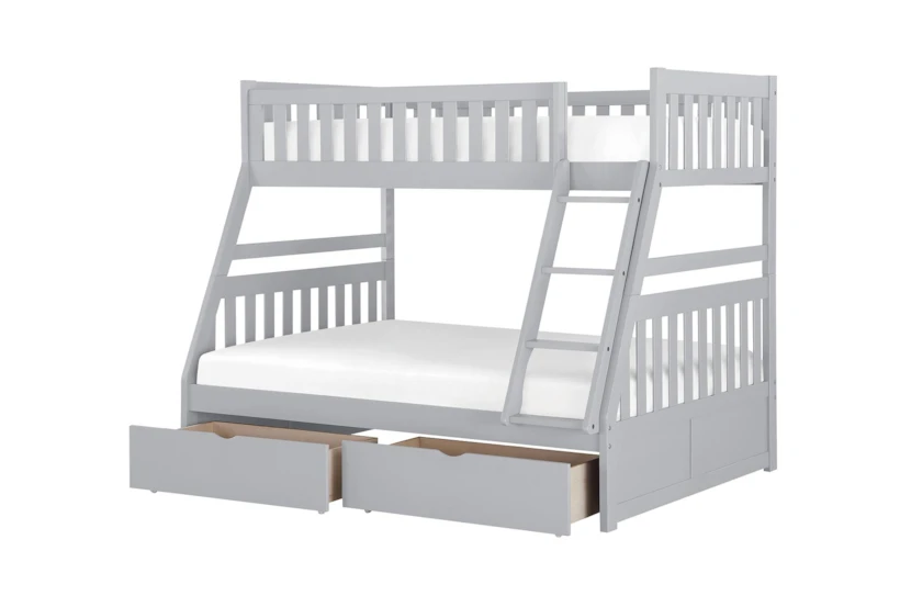 Kory Grey Twin Over Full Wood Bunk Bed With Underbed Storage Boxes - 360