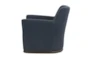 Navy Swivel + Wood Base Accent Chair - Side