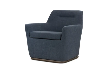 Navy Swivel + Wood Base Accent Chair