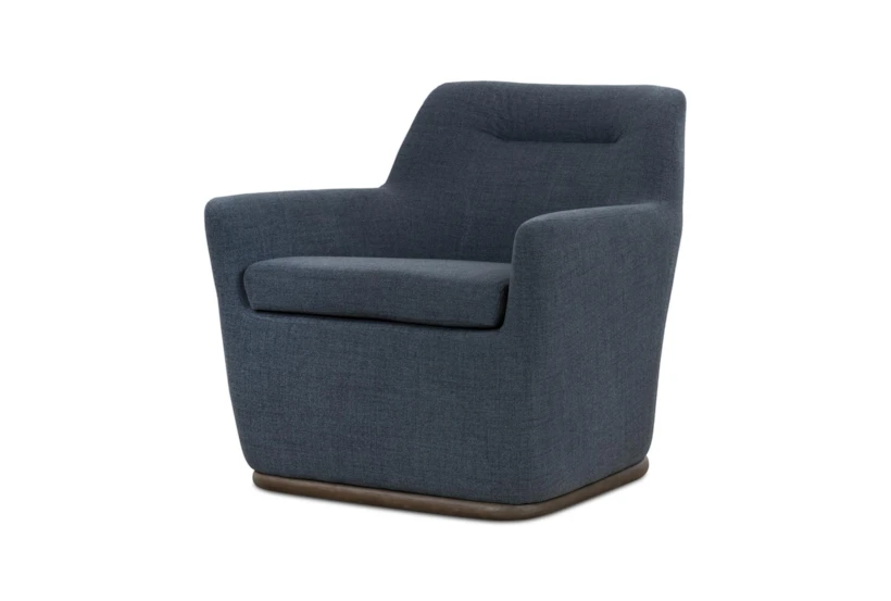Navy Swivel + Wood Base Accent Chair - 360