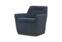 Navy Swivel + Wood Base Accent Chair - Signature