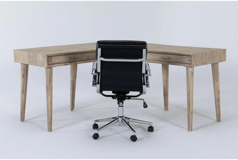 Allen Corner Desk + Moby Black Low Back Office Chair