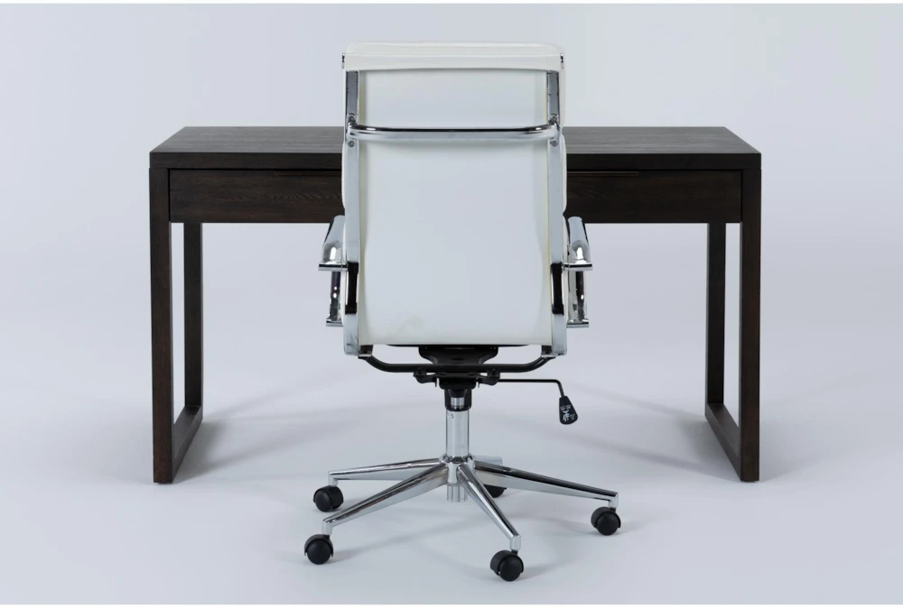 Pierce Espresso Computer Desk + Moby White High Back Office Chair