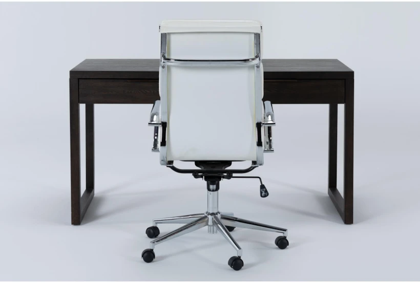 Pierce Espresso Computer Desk + Moby White High Back Office Chair - 360