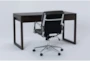 Pierce Espresso Computer Desk + Moby Grey Low Back Office Chair - Side