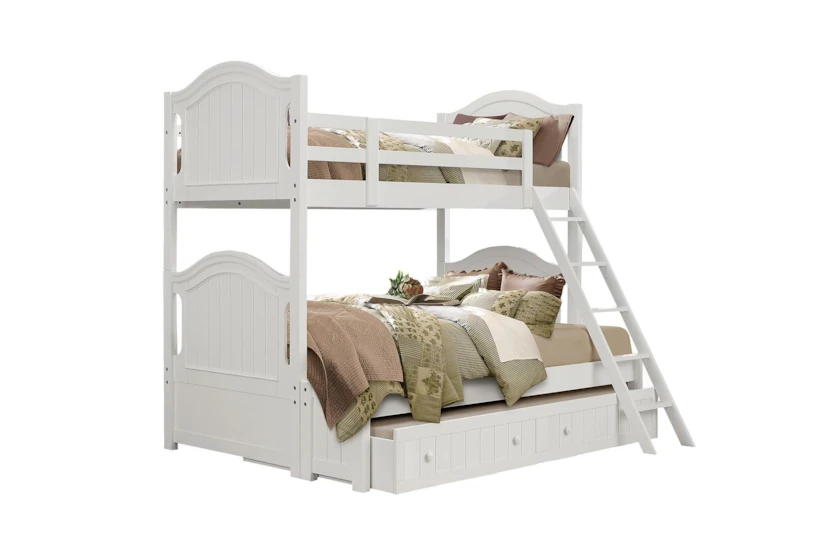 Destini White Twin Over Full Wood Bunk Bed With Trundle - 360