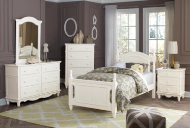 Destini White Full Poster Bed With Trundle