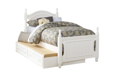 Destini White Full Poster Bed With Trundle