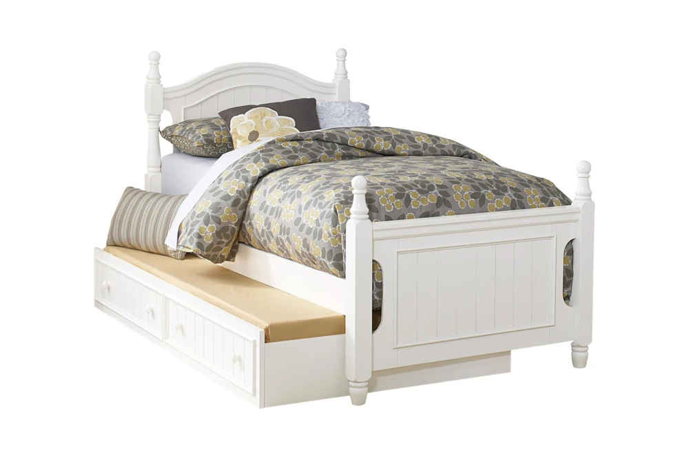 Destini White Twin Poster Bed With Trundle