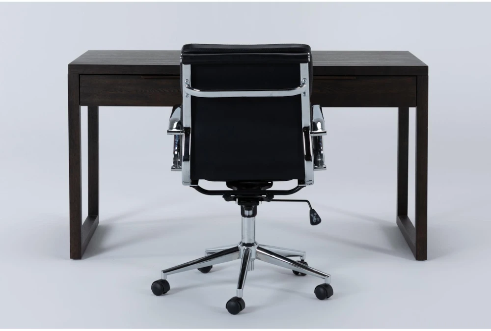 Pierce Espresso Computer Desk + Moby Black Low Back Office Chair